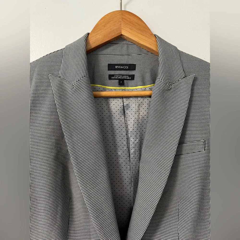 RW&CO. Classic Gray Check Stretch Blazer sz 2 - Picture 3 of 5